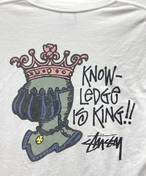 stussy（ステューシー）stussy (ステューシー) KNOWLEDGE IS KING ホワイト サイズ:Mの古着・服飾アイテム