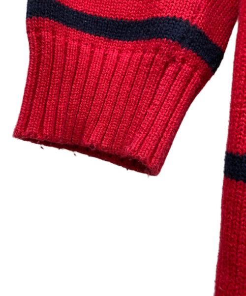 POLO RALPH LAUREN（ポロ・ラルフローレン）POLO RALPH LAUREN (ポロ・ラルフローレン) ハーフジップボーダーニット レッド サイズ:S 170/92Aの古着・服飾アイテム