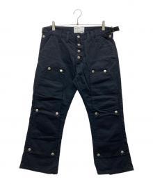 KRAFTWORK（クラフトワーク）の古着「ダブルニースナップクロップドパンツ」｜ブラック