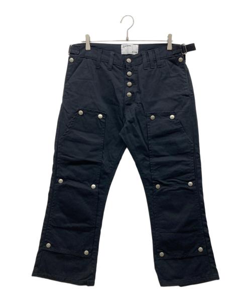 KRAFTWORK（クラフトワーク）KRAFTWORK (クラフトワーク) ダブルニースナップクロップドパンツ ブラック サイズ:Mの古着・服飾アイテム