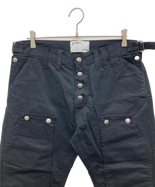 KRAFTWORK（クラフトワーク）KRAFTWORK (クラフトワーク) ダブルニースナップクロップドパンツ ブラック サイズ:Mの古着・服飾アイテム