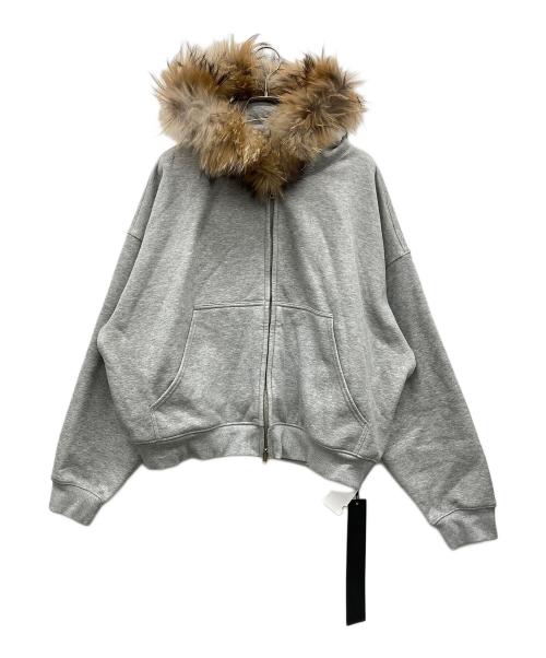 QUEENHOT CONTERENT（クイーンホット コンテンツ）QUEENHOT CONTERENT (クイーンホット コンテンツ) ファー付きダブルジップ裏起毛パーカー グレー サイズ:6の古着・服飾アイテム