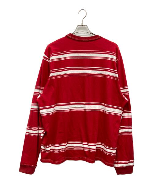 CAMIEL FORTGENS（カミエルフォートヘンス）CAMIEL FORTGENS (カミエルフォートヘンス) BIG TEE HEAVY JERSEY STRIPE L/S レッド サイズ:MEN L,WOMEN XLの古着・服飾アイテム