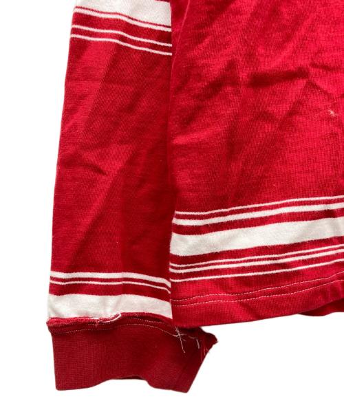 CAMIEL FORTGENS（カミエルフォートヘンス）CAMIEL FORTGENS (カミエルフォートヘンス) BIG TEE HEAVY JERSEY STRIPE L/S レッド サイズ:MEN L,WOMEN XLの古着・服飾アイテム