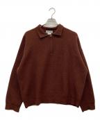 TTT MSWティー）の古着「ハーフジップニットポロ」｜ブラウン