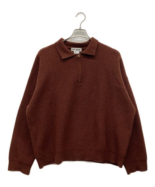 TTT MSW（ティー）TTT MSW (ティー) ハーフジップニットポロ ブラウン サイズ:Lの古着・服飾アイテム