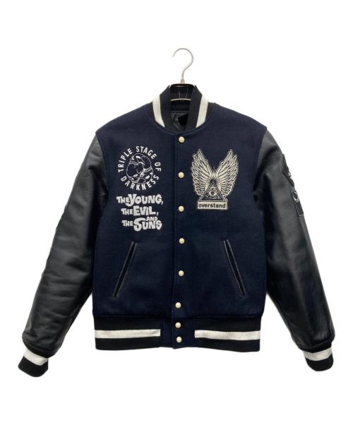 ANDSUNS（アンドサンズ）ANDSUNS (アンドサンズ) レザー切替ワッペンスタジャン ネイビー サイズ:Mの古着・服飾アイテム
