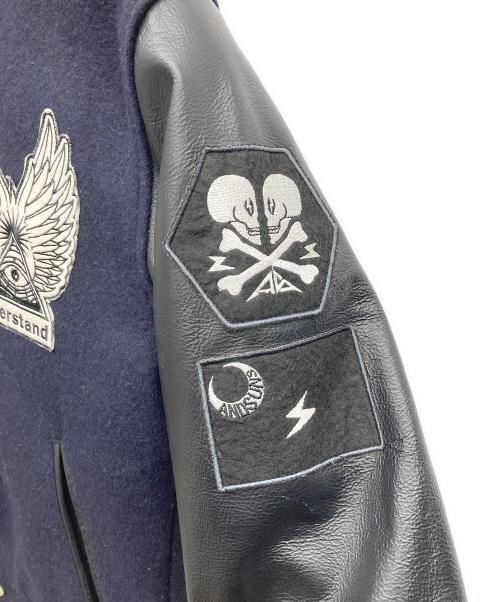 ANDSUNS（アンドサンズ）ANDSUNS (アンドサンズ) レザー切替ワッペンスタジャン ネイビー サイズ:Mの古着・服飾アイテム