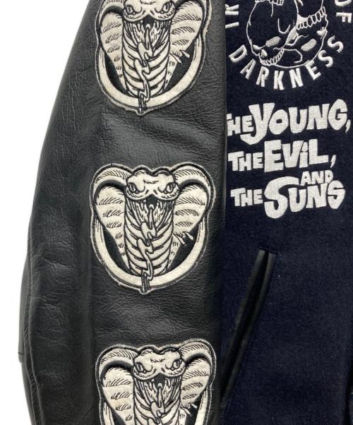 ANDSUNS（アンドサンズ）ANDSUNS (アンドサンズ) レザー切替ワッペンスタジャン ネイビー サイズ:Mの古着・服飾アイテム