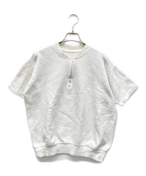 USED（ユーズド）USED (ユーズド) ハーフジップ半袖スウェット ホワイト サイズ:不明の古着・服飾アイテム