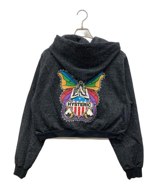 Hysteric Glamour（ヒステリックグラマー）Hysteric Glamour (ヒステリックグラマー) LEVITATED GIRL ショート丈パーカー ブラック サイズ:FREEの古着・服飾アイテム