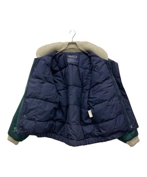 NAUTICA（ノーティカ）NAUTICA (ノーティカ) レザーエルボパッチ中綿ジャケット グリーン サイズ:Mの古着・服飾アイテム