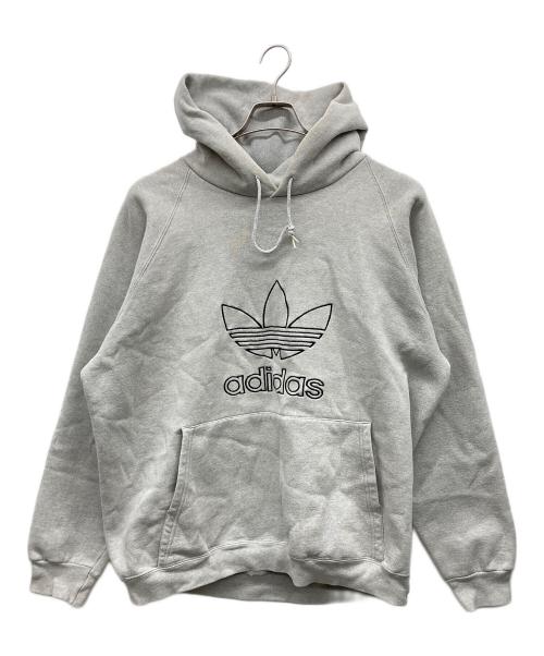 adidas（アディダス）adidas (アディダス) トレフォイル刺繍パーカー グレー サイズ:MEDIUMの古着・服飾アイテム