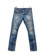 Hysteric Glamourヒステリックグラマー）の古着「スタッズダメージ加工デニムパンツ」｜ブルー