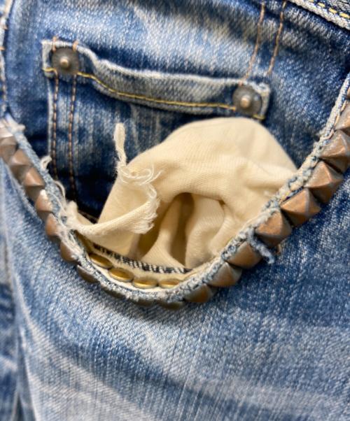 Hysteric Glamour（ヒステリックグラマー）Hysteric Glamour (ヒステリックグラマー) スタッズダメージ加工デニムパンツ ブルー サイズ:32inchの古着・服飾アイテム