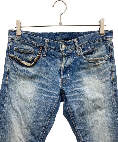Hysteric Glamour（ヒステリックグラマー）Hysteric Glamour (ヒステリックグラマー) スタッズダメージ加工デニムパンツ ブルー サイズ:32inchの古着・服飾アイテム