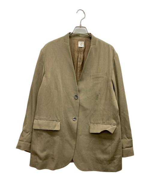 6(ROKU) BEAUTY&YOUTH（ロク ビューティーアンドユース）6(ROKU) BEAUTY&YOUTH (ロク ビューティーアンドユース) NO COLLAR JACKET ブラウン サイズ:36の古着・服飾アイテム