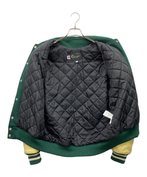 Champion（チャンピオン）Champion (チャンピオン) AWARD JACKET アワードジャケット グリーン×ベージュ サイズ:Ｍの古着・服飾アイテム