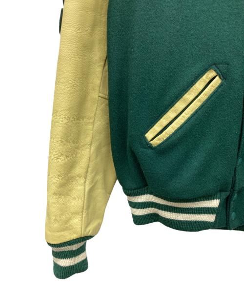 Champion（チャンピオン）Champion (チャンピオン) AWARD JACKET アワードジャケット グリーン×ベージュ サイズ:Ｍの古着・服飾アイテム