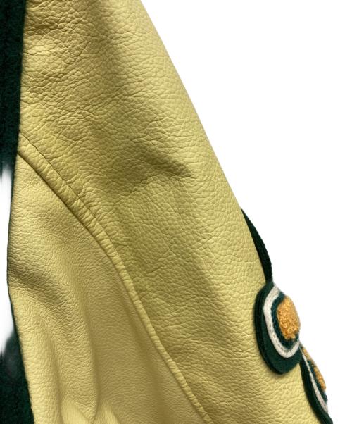 Champion（チャンピオン）Champion (チャンピオン) AWARD JACKET アワードジャケット グリーン×ベージュ サイズ:Ｍの古着・服飾アイテム