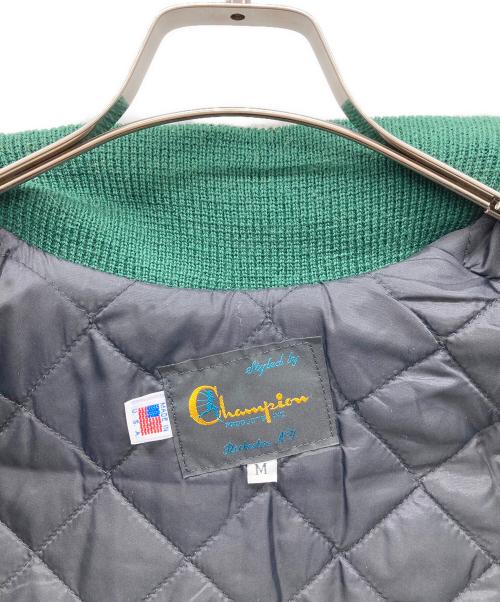Champion（チャンピオン）Champion (チャンピオン) AWARD JACKET アワードジャケット グリーン×ベージュ サイズ:Ｍの古着・服飾アイテム