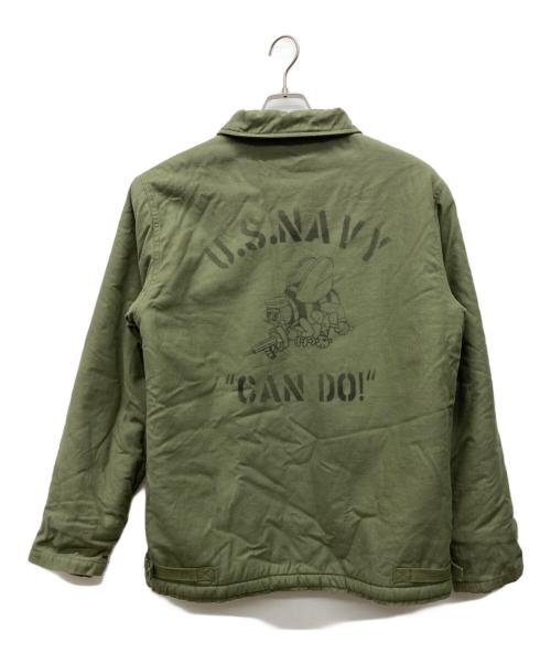 HOUSTON（ヒューストン）HOUSTON (ヒューストン) A-2デッキジャケット カーキ サイズ:LARGEの古着・服飾アイテム