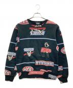 Hysteric Glamourヒステリックグラマー）の古着「HYS BOX総柄スウェット」｜ブラック