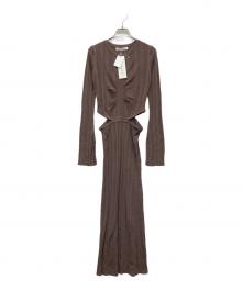 Estella.K（エステラケー）の古着「カットアウトランダムリブニットドレス」｜ブラウン