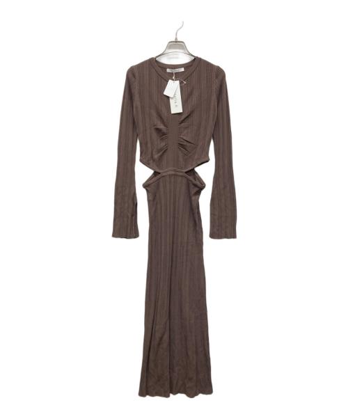 Estella.K（エステラケー）Estella.K (エステラケー) カットアウトランダムリブニットドレス ブラウン サイズ:Fの古着・服飾アイテム