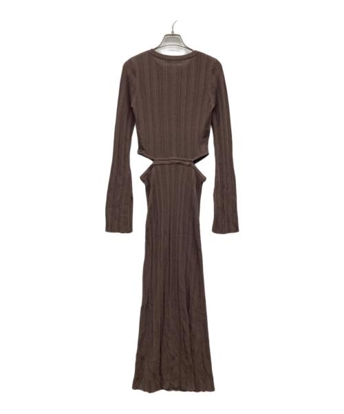 Estella.K（エステラケー）Estella.K (エステラケー) カットアウトランダムリブニットドレス ブラウン サイズ:Fの古着・服飾アイテム