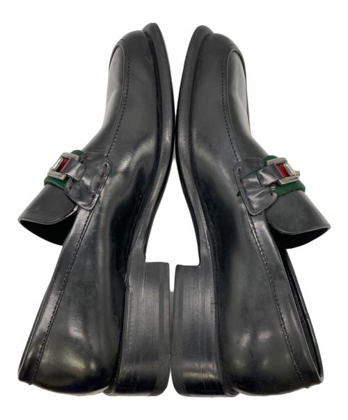 GUCCI（グッチ）GUCCI (グッチ) スクエアトゥシェリーラインビットローファー ブラック サイズ:40 Eの古着・服飾アイテム
