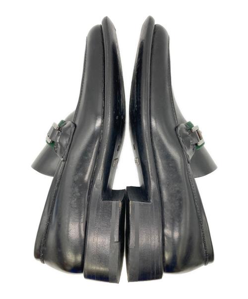 GUCCI（グッチ）GUCCI (グッチ) スクエアトゥシェリーラインビットローファー ブラック サイズ:40 Eの古着・服飾アイテム