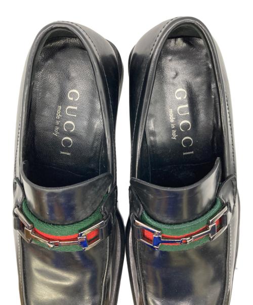 GUCCI（グッチ）GUCCI (グッチ) スクエアトゥシェリーラインビットローファー ブラック サイズ:40 Eの古着・服飾アイテム