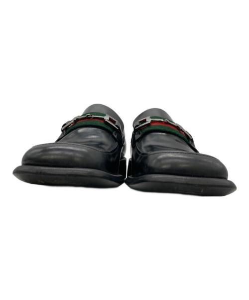GUCCI（グッチ）GUCCI (グッチ) スクエアトゥシェリーラインビットローファー ブラック サイズ:40 Eの古着・服飾アイテム