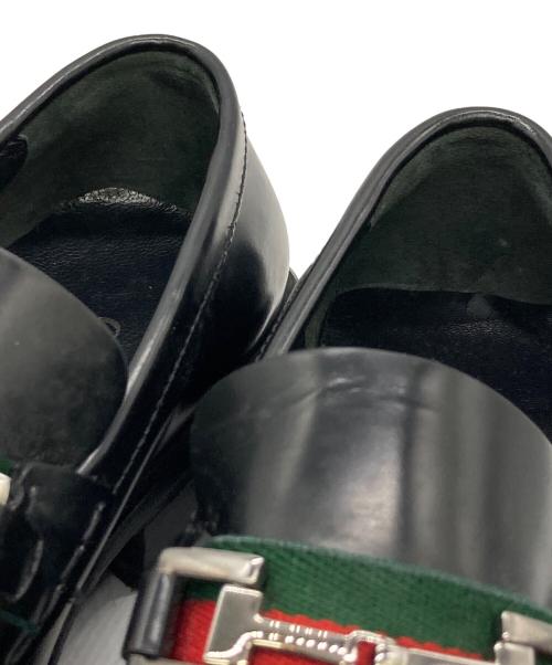 GUCCI（グッチ）GUCCI (グッチ) スクエアトゥシェリーラインビットローファー ブラック サイズ:40 Eの古着・服飾アイテム