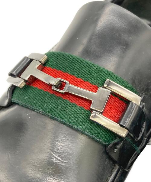 GUCCI（グッチ）GUCCI (グッチ) スクエアトゥシェリーラインビットローファー ブラック サイズ:40 Eの古着・服飾アイテム