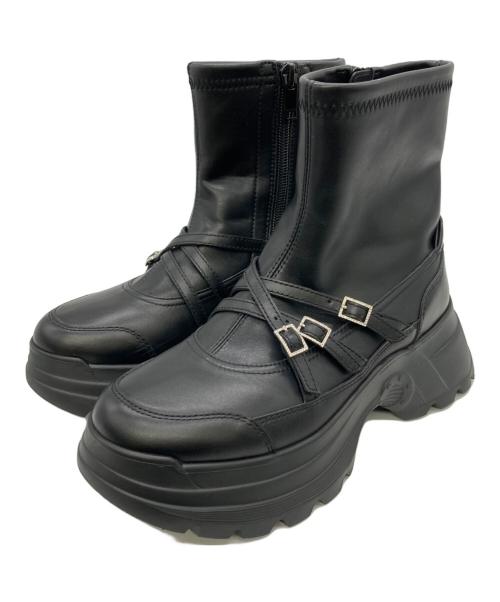 STACCATO（スタッカート）STACCATO (スタッカート) ベルテッドジップブーツ ブラック サイズ:225の古着・服飾アイテム
