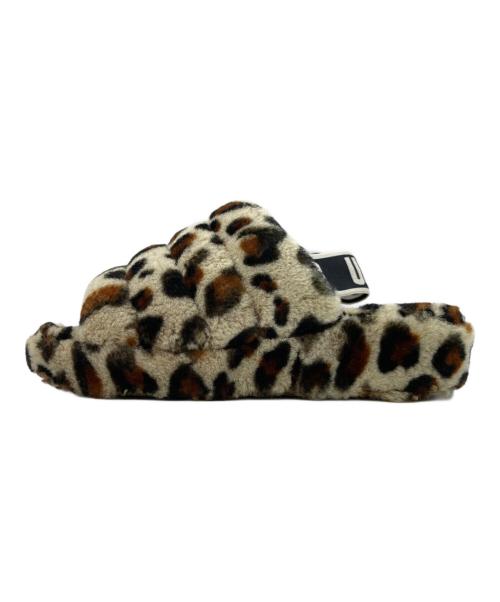 UGG（アグ）UGG (アグ) FLUFF YEAH SLIDE LEOPARD ムートンフラップヤースライド ベージュ サイズ:USA 7の古着・服飾アイテム