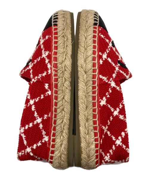 CHANEL（シャネル）CHANEL (シャネル) ツイード エスパドリーユ レッド サイズ:37Cの古着・服飾アイテム