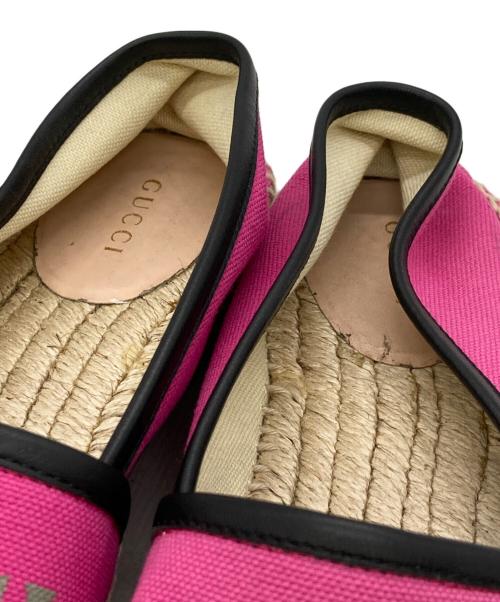 GUCCI（グッチ）GUCCI (グッチ) エスパドリーユ キャンパ フラットシューズ ピンク サイズ:37 1/2の古着・服飾アイテム