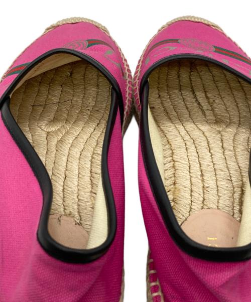 GUCCI（グッチ）GUCCI (グッチ) エスパドリーユ キャンパ フラットシューズ ピンク サイズ:37 1/2の古着・服飾アイテム