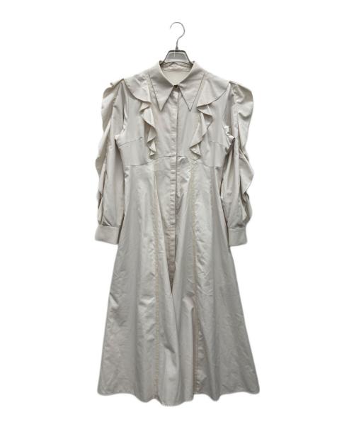 CELFORD（セルフォード）CELFORD (セルフォード) ラッフルフリルワンピース ベージュ サイズ:36の古着・服飾アイテム
