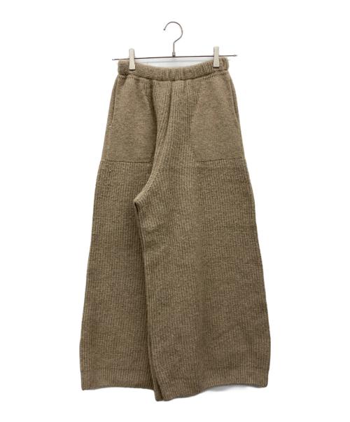 UNFIL（アンフィル）UNFIL (アンフィル) キャメル ニット ワイド パンツ ブラウン サイズ:Sの古着・服飾アイテム