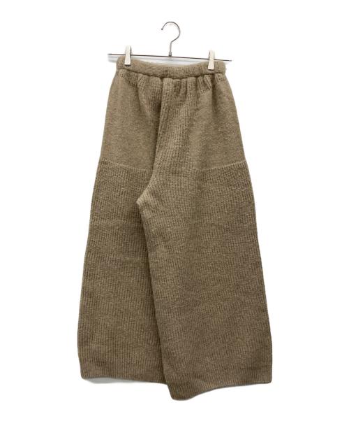 UNFIL（アンフィル）UNFIL (アンフィル) キャメル ニット ワイド パンツ ブラウン サイズ:Sの古着・服飾アイテム