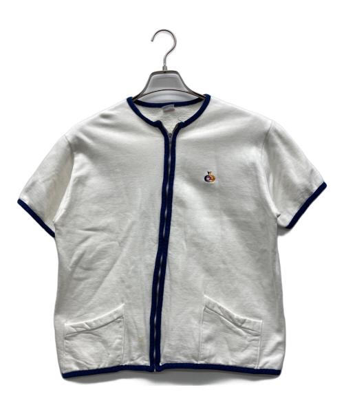 JANTZEN（ジャンセン）JANTZEN (ジャンセン) 半袖ジップスウェット ホワイト サイズ:Mの古着・服飾アイテム