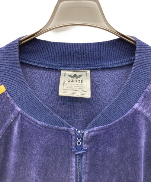 adidas（アディダス）adidas (アディダス) 刺繍トレフォイルロゴトラックジャケット パープル サイズ:Lの古着・服飾アイテム