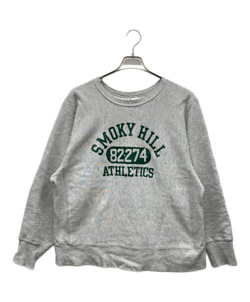 Champion（チャンピオン）Champion (チャンピオン) 三段中抜きカプセルアーチプリント リバースウィーブスウェット グレー サイズ:LARGEの古着・服飾アイテム