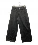 LIDnMリドム）の古着「CRACK WASHED BAGGY DENIM PANTS」｜ブラック