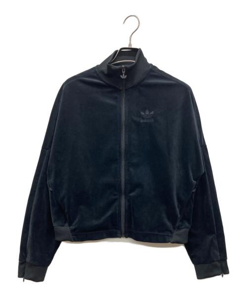 adidas（アディダス）adidas (アディダス) トレフォイルロゴ ベロアトラックジャケット ブラック サイズ:Sの古着・服飾アイテム