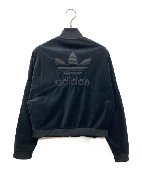 adidas（アディダス）adidas (アディダス) トレフォイルロゴ ベロアトラックジャケット ブラック サイズ:Sの古着・服飾アイテム